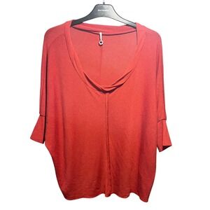 Robin K Boho Rust Red Cowl Neck Dolman Sleeve Knit Top‎ Medium 16935
